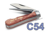 C54 couteau d'électricien pliant manche en bois