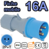 Fiche mobile mâle IP44 2P+T 16A 200-250V Connexion rapide