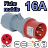 Fiche mobile mâle IP44 3P+T 16A 380-415V Connexion rapide