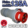 Fiche mobile mâle IP67 3P+T 125A 380-415V Connexion à vis