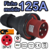 Fiche mobile mâle GT IP67 3P+T 125A 380-415V Connexion à vis