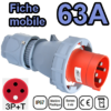 Fiche mobile mâle IP67 3P+T 63A 380-415V Connexion à vis
