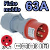 Fiche mobile mâle IP44 3P+T 63A 380-415V Connexion à vis