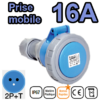 Prise mobile femelle IP67 2P+T 16A 200-250V Connexion rapide