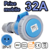 Prise mobile femelle IP67 2P+T 32A 200-250V Connexion rapide