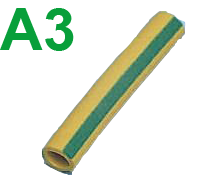 Manchon caoutchouc HELAVIA A3 vert/jaune pour fils Ø 5 à 9mm, longueur 25mm