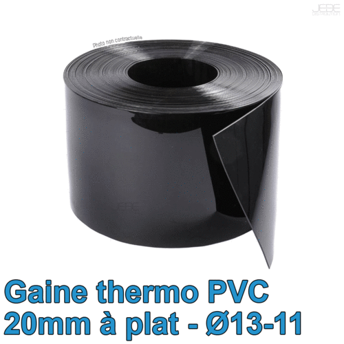 Bobine thermo PVC 20mm à plat Ø13-11 - 100m - Noir