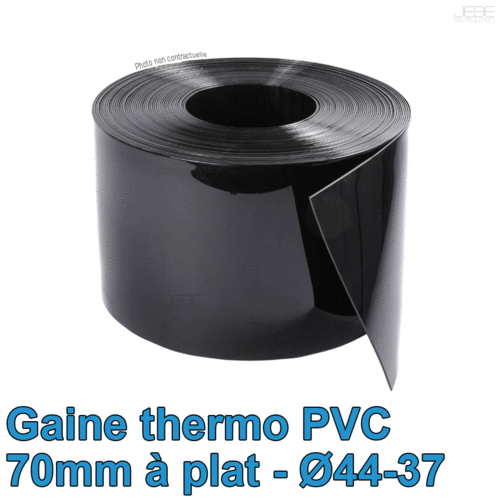 Bobine thermo PVC 70mm à plat Ø44-37 - 100m - Noir