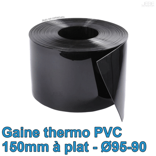 Bobine thermo PVC 150mm à plat Ø95-90 - 100m - Noir