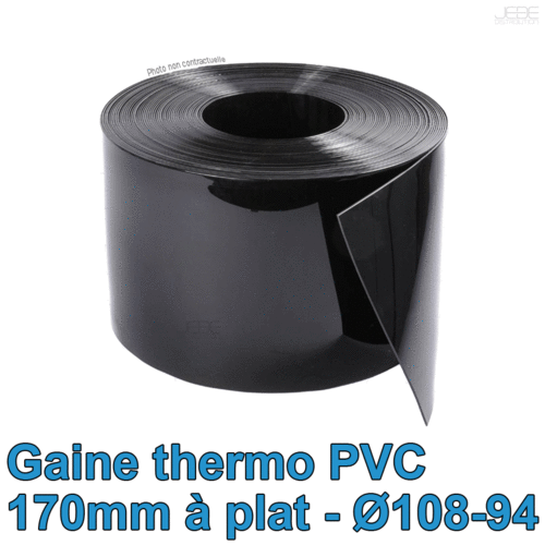 Bobine thermo PVC 170mm à plat Ø108-94 - 100m - Noir