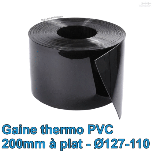 Bobine thermo PVC 200mm à plat Ø127-110 - 100m - Noir