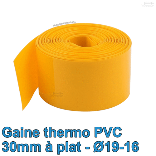 Bobine thermo PVC 30mm à plat Ø19-16 - 100m - Jaune