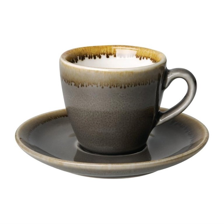 6 Olympia Kiln smoke porcelain coffee cups 85ml