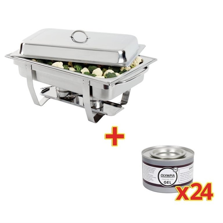 Chafing Dish Set GN 1/1 and 24 Gel Fuel Tins