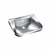 Stainless steel rectangular basin with overflow outlet