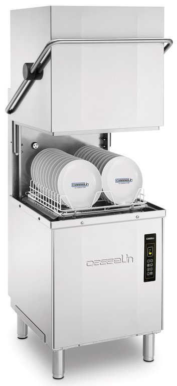 Stainless steel dishwasher with hood and drain pump