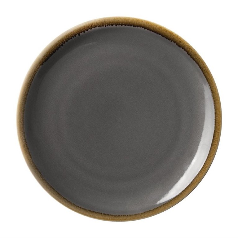 6 Olympia Kiln grey round porcelain plates 23 cm
