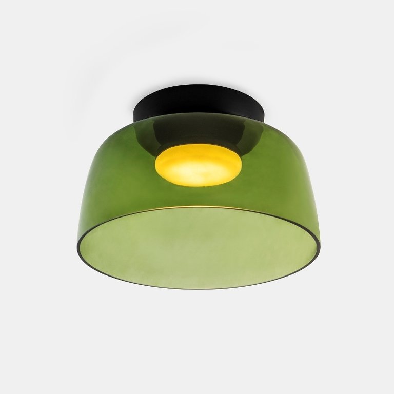 Levels dimmable LED green glass ceiling light Ø32cm