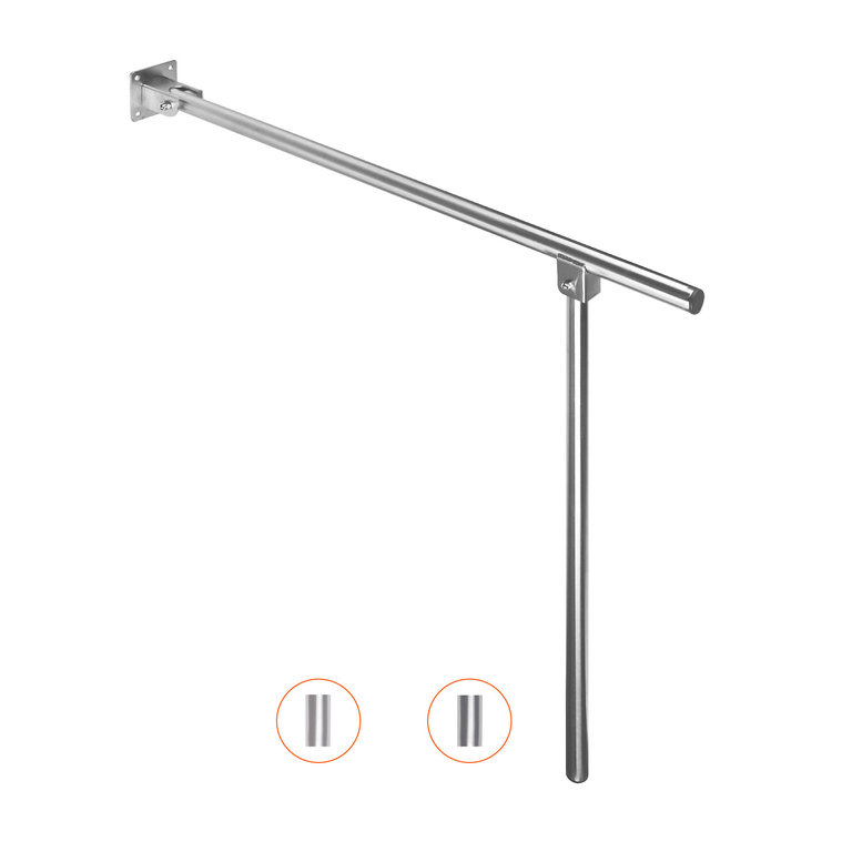 Stainless steel foldable PMR grab bar with retractable foot