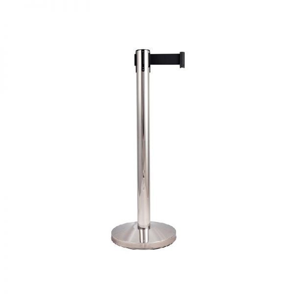 Stainless steel guide post and retractable black strap 2m