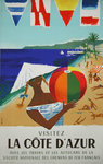 Poster  Visitez la Cote d'Azur   French Railways  SNCF  1958  Dubois