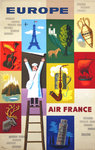 Affiche Europe  Air France  1957  Jean Carlu