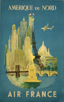 Affiche Amérique Du Nord  Air France  1948   Luc Mary Bayle
