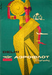 Poster Delhi  Aeroflot  Circa 1960   Soviet Airlines