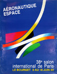 Affiche  Aeronautique Espace 38e Salon  1989   Le Bourget   Jacques Auriac