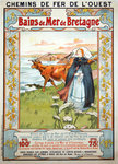 Affiche Bains de Mer de Bretagne  Chemin de Fer de L'Etat  1898  A.Wilser