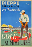 Affiche  Dieppe sur la Plage  Golf Miniature  Cica 1950  Leon Gambier