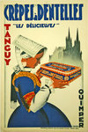 Affiche  Crépes à  Dentelles  Tanguy  Quinper  Circa 1930  R Dansler