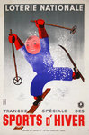 Affiche Loterie Nationale  Tranche Spéciale des Sports D'Hiver  1938 Derouet
