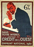 Affiche  Souscrivez au Crédit de L'Ouest  Emprunt National   1920  Roger Broders