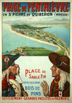 Affiche   Plage de Penthiévre  en St Pierre  en Quiberon   1905    L  Charbonnier