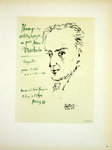 Lithographie  Picasso Hommage au Poete Antonio Marchado  1955 Les Maîtres de L'Ecole de Paris 1959