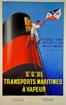 Poster Societe Generale de Transport  Maritime A Vapeur  Roland Ansieau circa 1950