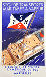 Poster Roland Ansieau  Steam Maritime Transport  Societe Generale 1937