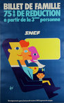 Affiche  Publicitaire  SNCF  Billet de Famille  Fore 1973
