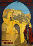 Affiche Voyage en Espagne Chemin de Fer Orleans Midi  Ch  Hallo  1914