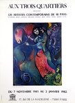 Affiche  Chagall Marc  Les amoureux   Aux Trois Quartiers  Novembre janvier 1982