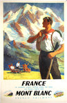 Affiche Mont Blanc France  Vallee de Chamonix SNCF   Anonyme  1948
