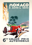 Affiche Monaco   2 Avril 1934  6e Grand Prix Automobile   Geo Ham   Reedition Lithographique