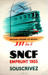 Affiche Originale Emprunt SNCF  1955    Souscrivez  Rousset