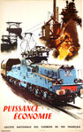 Poster  French Railways   Puissance Economie  Albert Brenet  1957