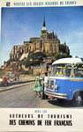 Affiche  Avec les Autocars de Tourisme   Mont St Michel    SNCF   1962