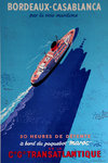 Poster  Compagnie Generale Transatlantique Bordeaux Casablanca  Edouard Collin   1953