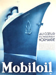 Affiche  Au Coeur du Paquebot Normandie  Mobiloil  Piaubert   1935