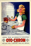 Poster  Oto  Chrom  Cleans, Polishes, Protects all Metals  1947