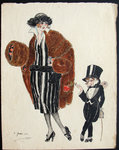 Lithograph  Elegante in   Fur  1921